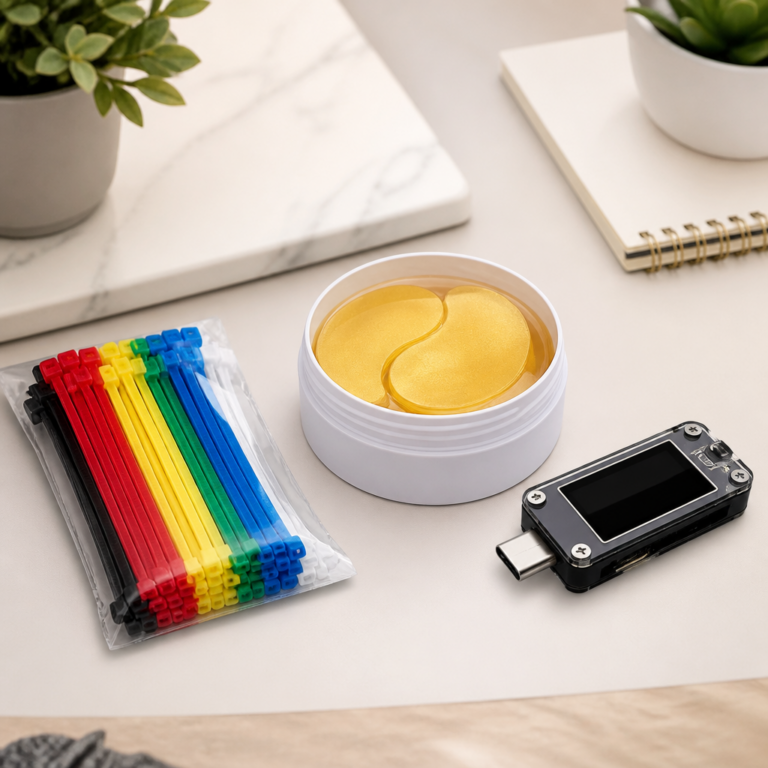 3 Tiny Problem-Solvers I’d Actually Keep on My Desk: Cable Ties, Eye Masks, and a USB-C Power Tester