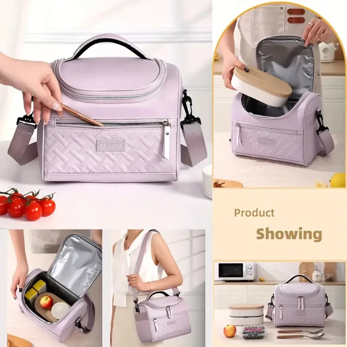 Thermal lunch bag with shoulder strap waterproof design