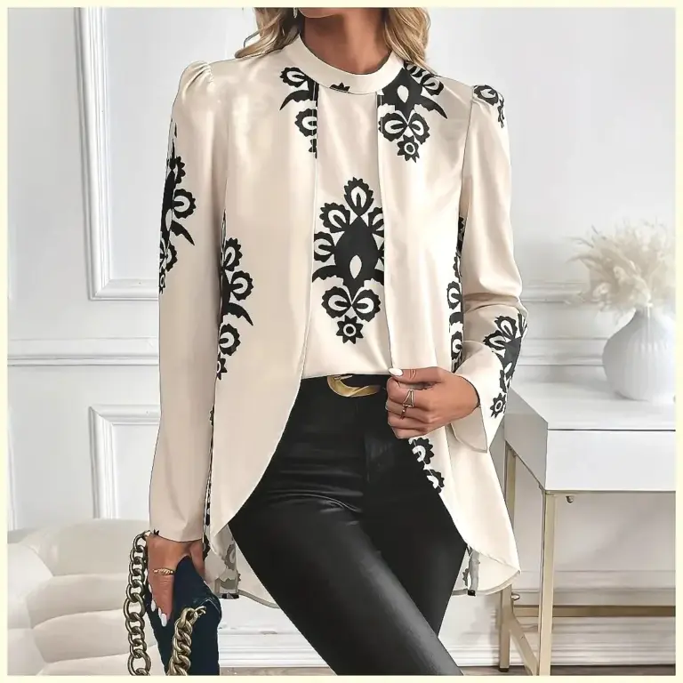 Elegant Women's Printed Blouse for Office Style Elegant Women's Printed Blouse for Office Style
