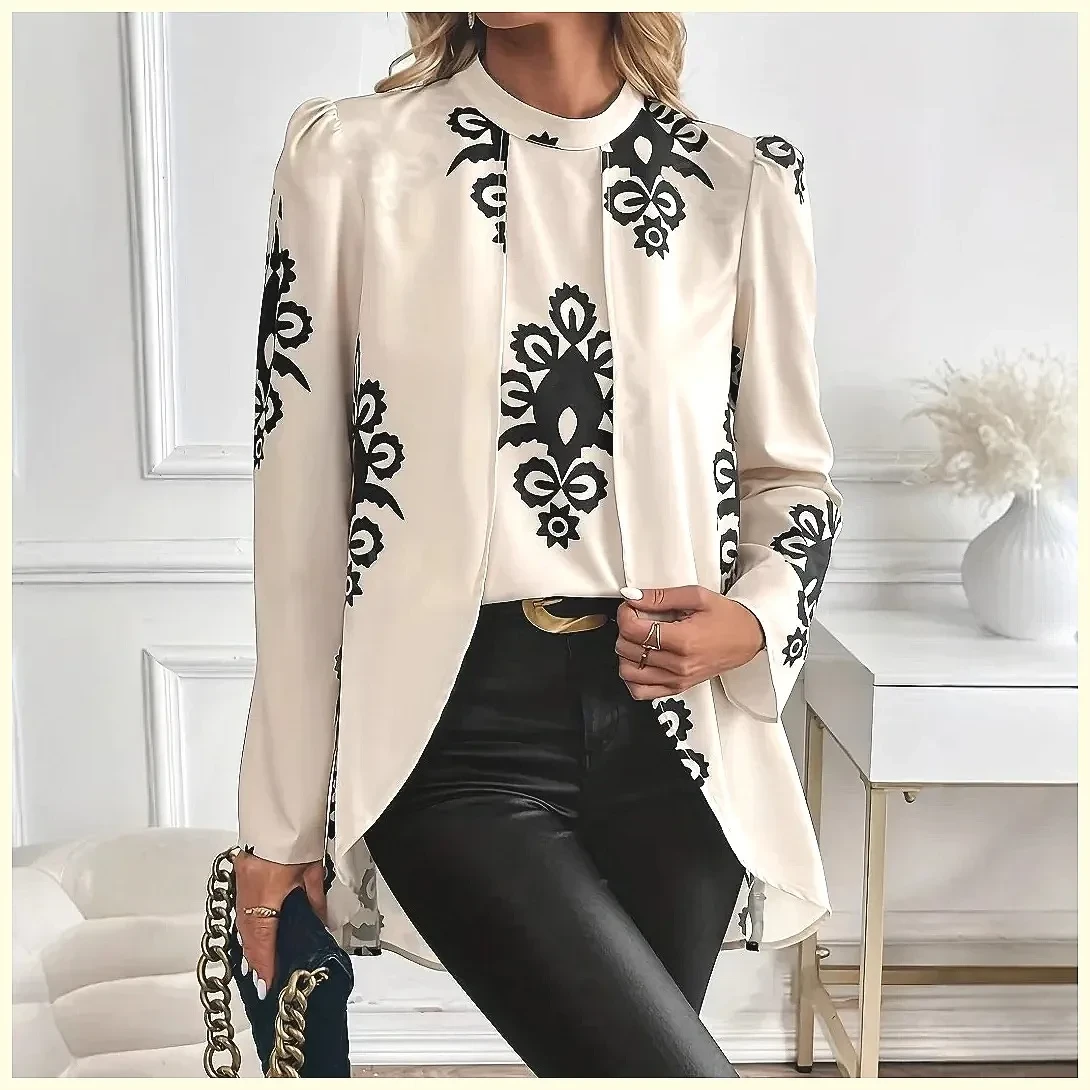 Elegant Women's Printed Blouse for Office Style
