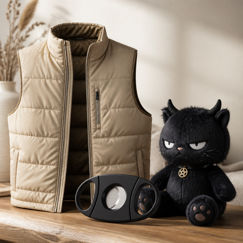 3 Unexpected Finds: A Lightweight Men’s Vest, Portable Cigar Cutter, and Funny Lucifer Cat Plush