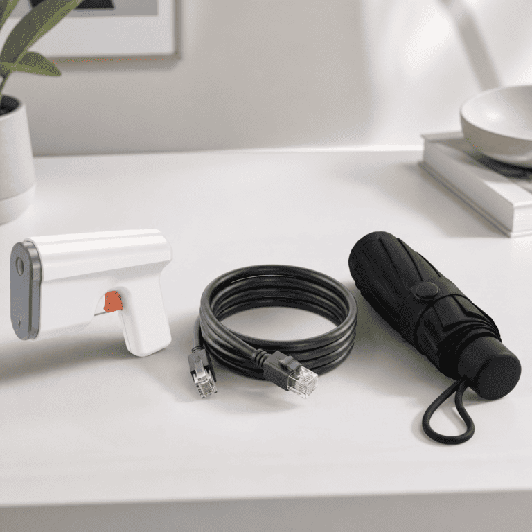 3 Budget-Friendly AliExpress Finds: A Water Gun Prank Toy, UGREEN Cat6 Ethernet Cable, and Mini Folding Umbrella