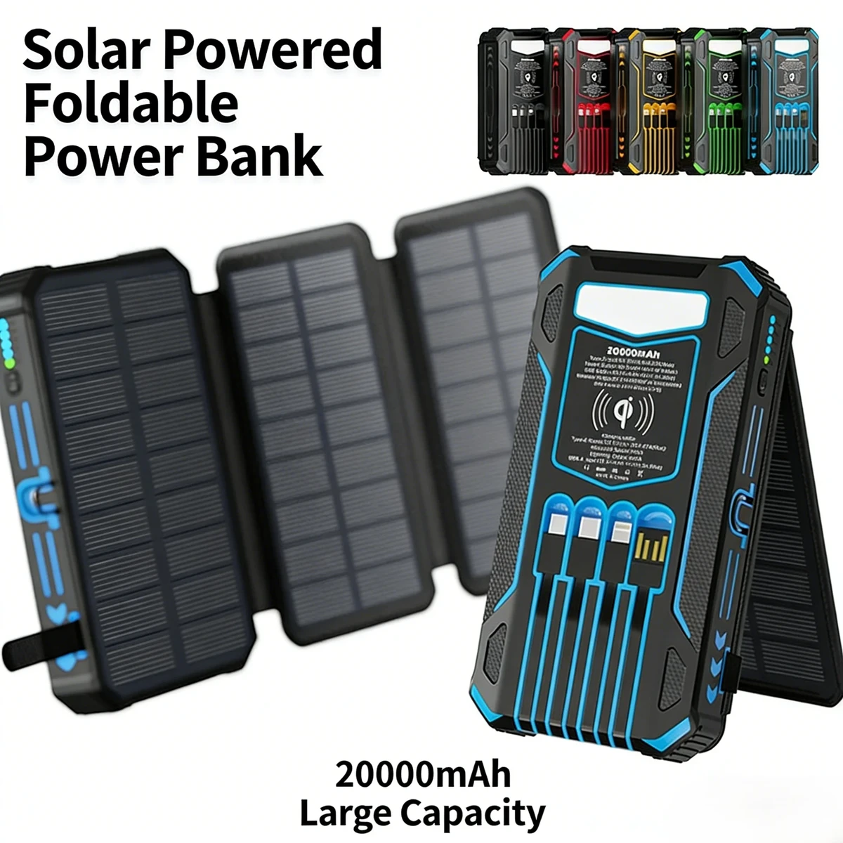 20000mAh Solar Power Bank with Wireless Charging