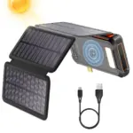 26800mAh Solar Power Bank with 4 Built-in Cables