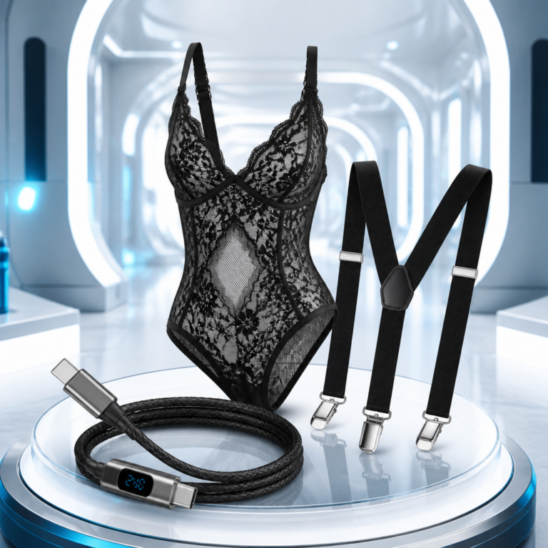 Style on the Go: A Bodysuit, Suspenders and USB-C Cable Combo