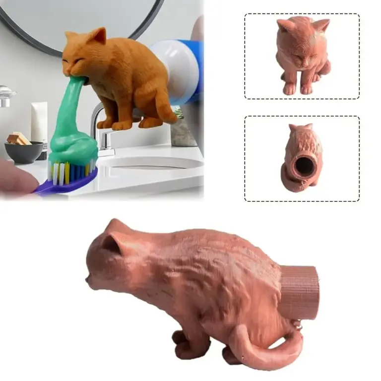 Funny Cat Toothpaste Dispenser for Bathroom