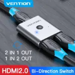 Vention HDMI Switcher 4K 60Hz Bi-Direction 2.0 HDMI Switch 1x2/2x1 Adapter for PS4/5 Xiaomi TV Box 8
