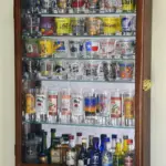 large mirror backed and 7 glass adjustable shelves shot glass glasses shooter display case holder ca