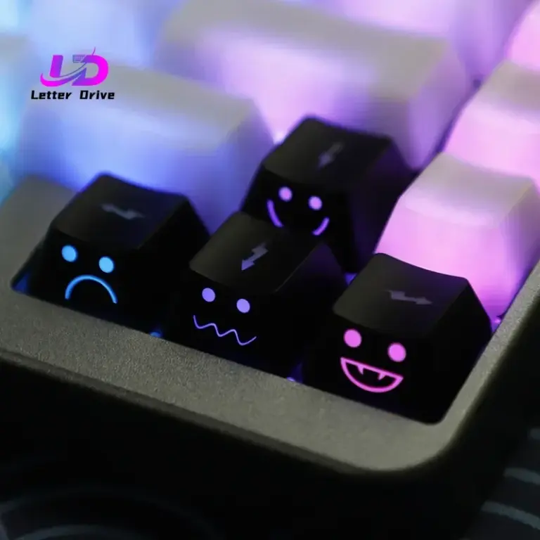 Letter Drive New Cute Emo Keycap Set WASD Arrow Broadside Lighting Key Cap for Mechanical Keyboard C