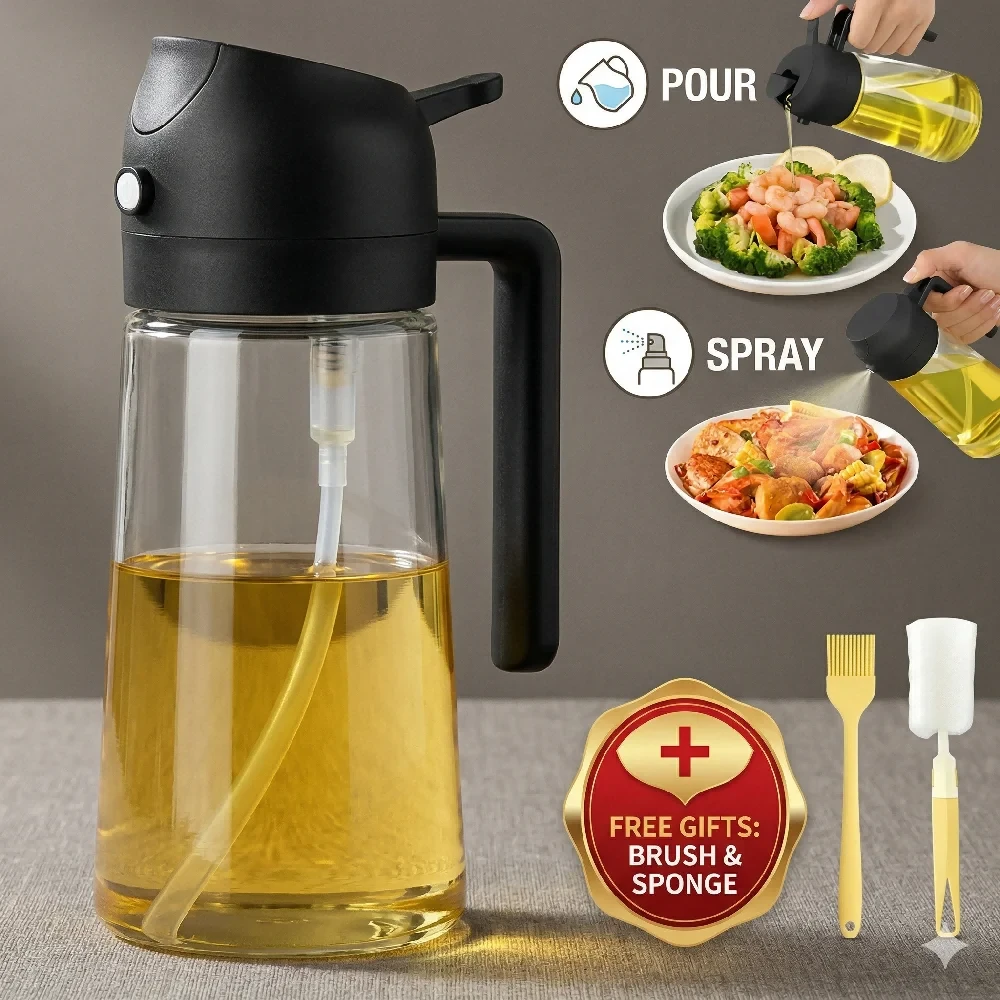 2-in-1 Oil Sprayer with Pourer and 2 Brushes