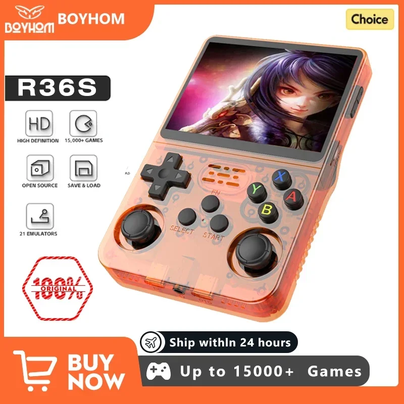 open source r36s retro handheld video game console linux system 3.5 inch ips screen portable pocket 
