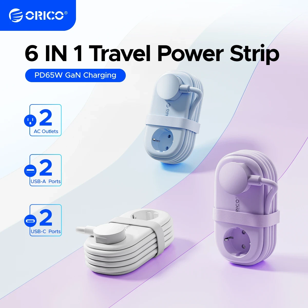 ORICO 65W GaN Travel Power Strip EU ORICO 65W GaN Travel Power Strip EU