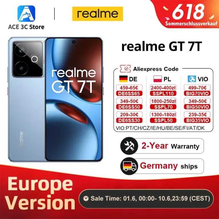realme GT 7T 5G AI Smartphone European Version - Specifications and Review