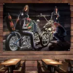 Retro Motorcycle Banner for Garage Wall
