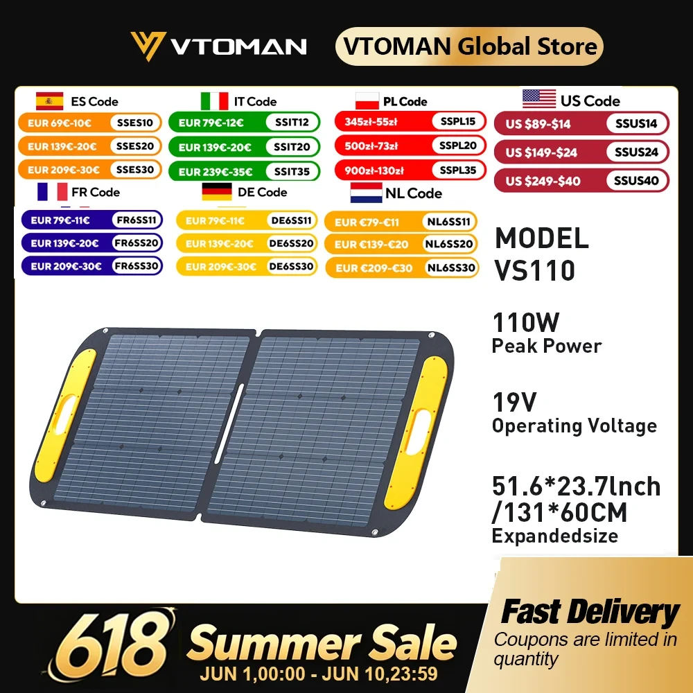 VTOMAN VS110 110W Foldable Solar Panel