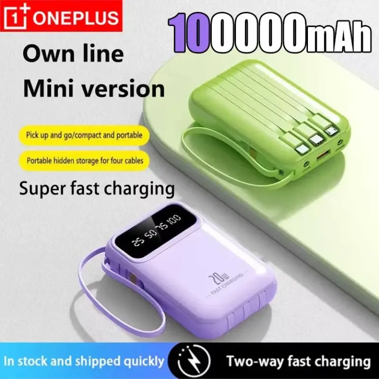 100000mAh Power Bank with PD 20W and Cable