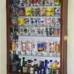 Walnut Shot Glass Display Cabinet with 7 Shelves