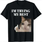 Women’s Sad Cat T-Shirt – Funny Black Casual Top